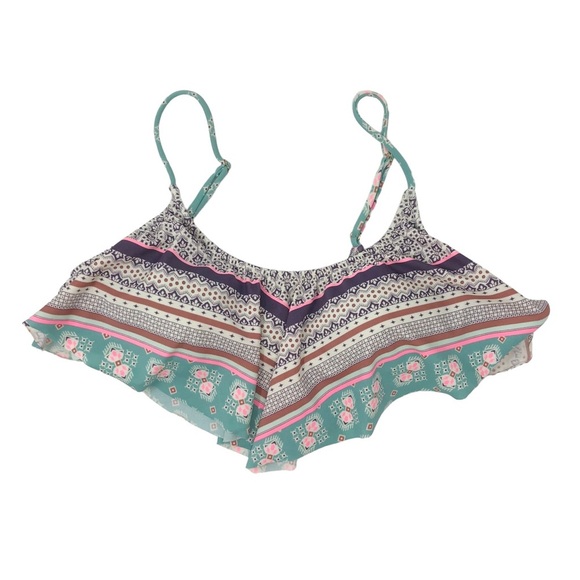 Victoria’s Secret Paisley Mixed Pattern Flounce Bikini Top - Picture 1 of 6